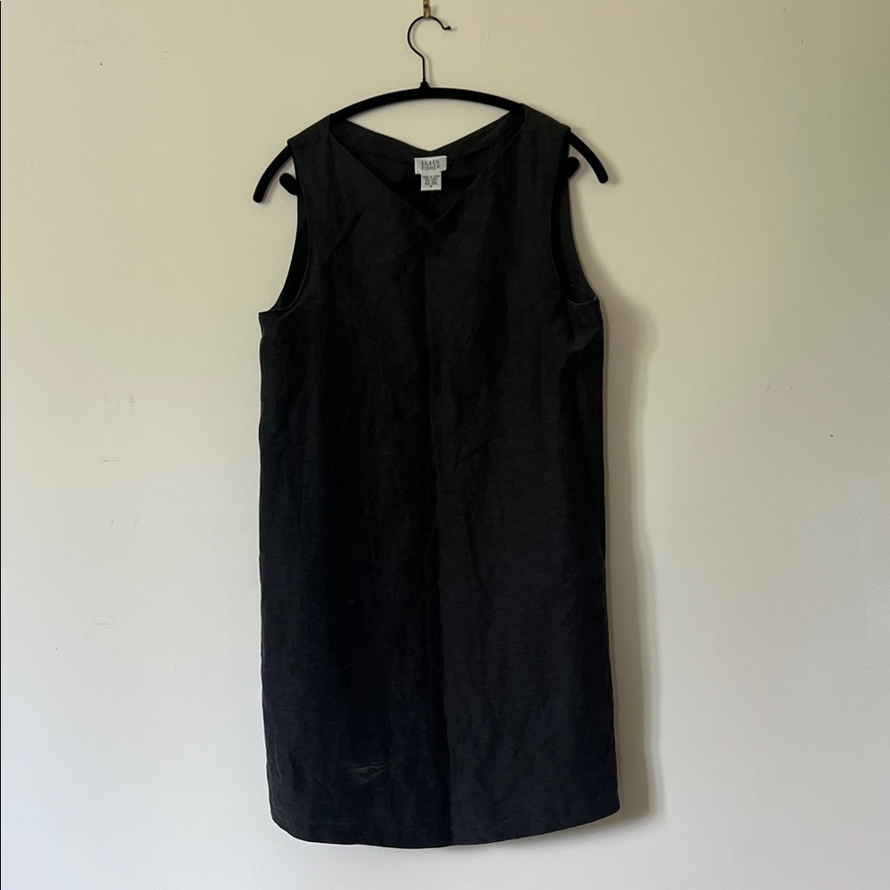 Eileen Fisher Charcoal Linen Silk Blend Dress